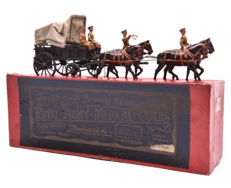 A scarce post WW1 Britains 'Types Of The British Army Royal Army Medical Corps (Red Cross) Waggon. 4 wheeled wagon painted In