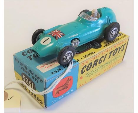 A rare Corgi Toys B.R.M. Formula 1 Grand Prix Racing Car (152S). A possibly unique Second type with suspension, finished in t