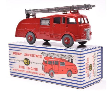 Dinky Supertoys Commer Fire Engine (955). An example with window glazing, with silver ladder and red painted metal wheels and