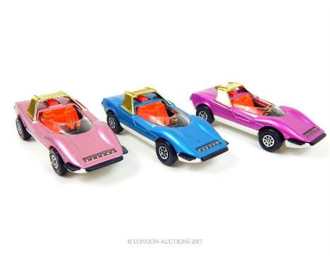 From the Percy Wilford collection: Three incredibly rare 1960s, original Corgi Toys die-cast model Alfa Romeo P33 colour samp