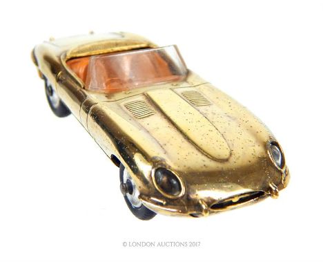 From the Percy Wilford collection: A Corgi Toys Special Gold edition Jaguar E-type, die-cast model; made in small numbers by 