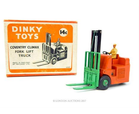 A Dinky Toys Coventry Climax Fork Lift Truck, with driver and original box.