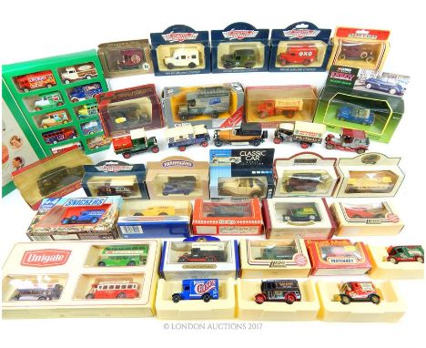 A quantity of over 30 various die-cast models of vintage commercial vehicles: Corgi, Matchbox Dinky; Lledo; Cameo and Oxford 