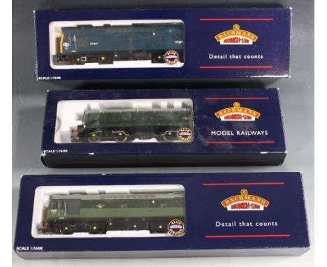THREE BOXED BACHMANN 'BRANCH LINE' 00 GAUGE LOCOMOTIVES, to include D7667 Class 25/3 Diesel BR blue, D8169 Class 20 Diesel BR