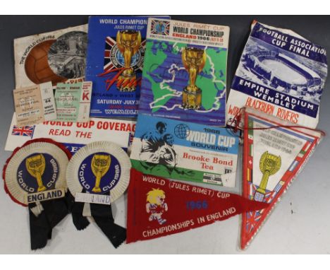 A COLLECTION OF 1966 FOOTBALL WORLD CUP RELATED EPHEMERA, to include ticket stubs for 'Eighth Final', 'Quarter Final', pennan