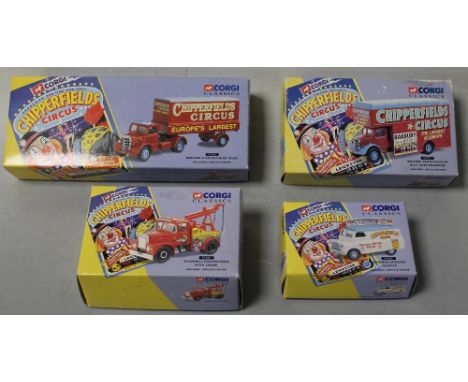 FOUR BOXED CORGI 1:50 SCALE CHIPPERFIELDS CIRCUS DIECAST VEHICLES, to include 96905 advance booking vehicle, 97886 Scammell H