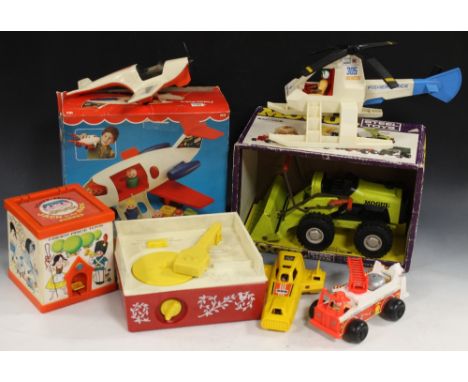 A COLLECTION OF BOXED AND LOOSE FISHER PRICE TOYS, to include jack in the box, music box record play, jet aeroplane, helicopt