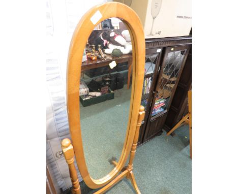 LIGHT WOOD CHEVAL MIRROR.