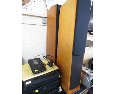 QAUD 77 HIFI SEPARATES INCLUDING COMPACT DISC, PRE AMPLIFIER , POWER AMPLIFIER AND FM TUNER. TOGETHER WITH A QUAD SYSTEM CONS