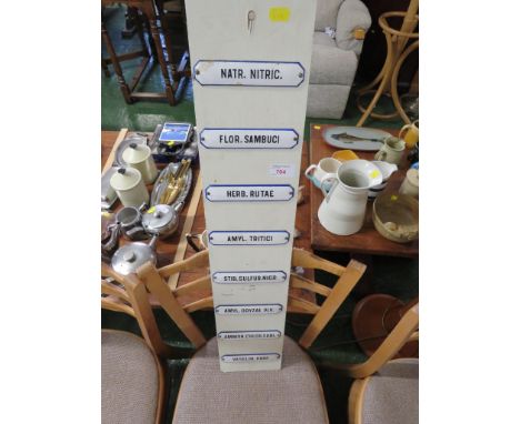 EIGHT ENAMEL APOTHECARY NAME PLATES.