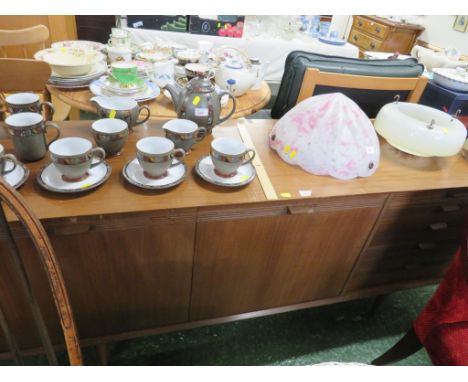 SCANDART VINTAGE WOODEN SIDEBOARD WITH TWO CUPBOARD DOORS AND FIVE DRAWERS (A/F)
