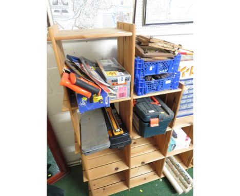 TWO SLATTED PINE OPEN SHELF UNITS. *