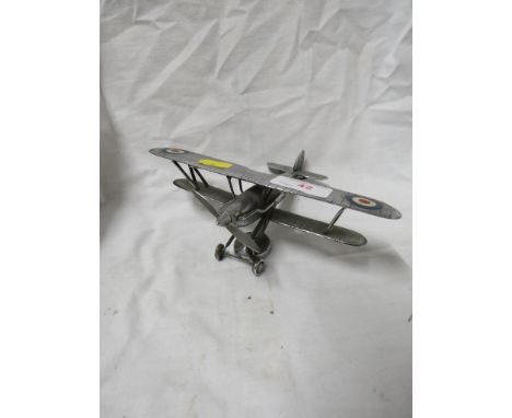 VINTAGE CHROME PLATED CAR MASCOT IN THE FORM OF AN RAF BIPLANE. (AF)
