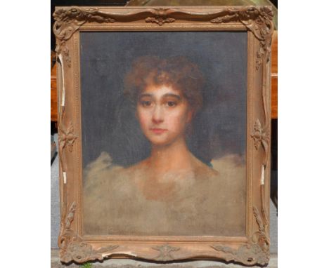 ENGLISH SCHOOL, 19TH CENTURY, PORTRAIT OF A YOUNG WOMAN, OIL ON CANVAS, 49 X 39 CM 