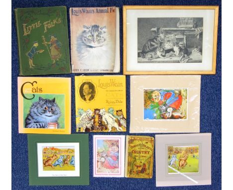 LOUIS WAIN'S ANNUAL, 1911-12, TWO RELATED BOOKS, AFTER LOUIS WAIN, 'WHAT WE ARE ABOUT TO RECEIVE', COLOUR LITHOGRAPH (16 X 50