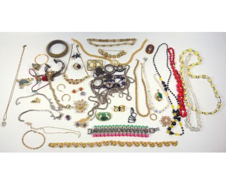 BIBA BUTTERFLY RING, MICHAEL KORS RING, EASTERN SILVER BANGLE, TWO RINGS, NECKLACES, BRACELETS, BURBERRY GILT BRACELET WATCH 