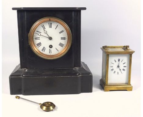 LATE 19TH CENTURY FRENCH MANTEL TIMEPIECE WITH A CIRCULAR WHITE ENAMELLED DIAL ENCLOSING AN EIGHT DY MOVEMENT BY J J S WITH O