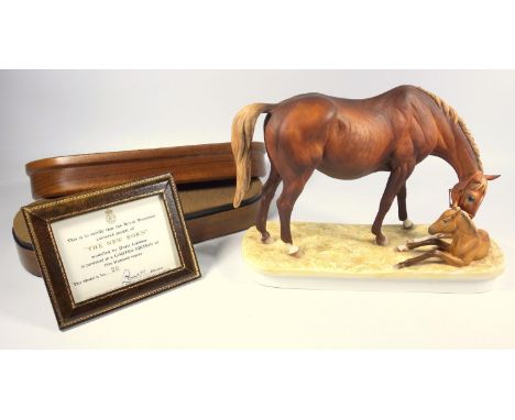 ROYAL WORCESTER BONE CHINA GROUP 'THE NEW BORN', MODELLED BY DORIS LINDNER No. 20 OF 500, 1975 (W. 29 CM) WITH FRAMED CERTIFI