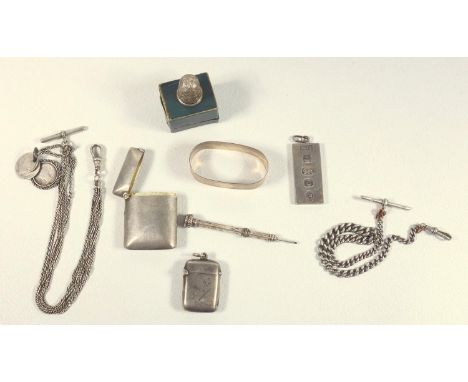 LATE VICTORIAN SILVER VESTA CASE BY W N, CHESTER 1895, EDWARDIAN SMALL INSCRIBED VESTA CASE, BY S&amp;A, BIRMINGHAM 1903, SIL