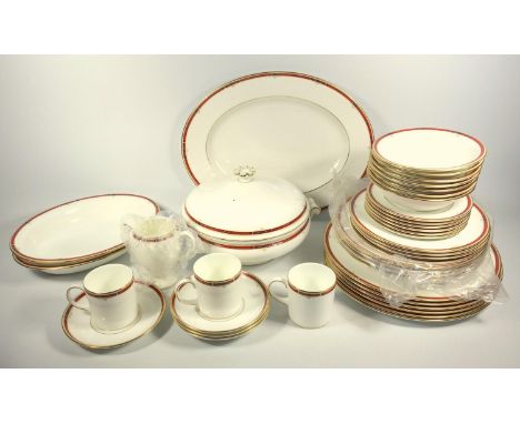 WEDGWOOD BONE CHINA COLORADO PART DINNER AND COFFEE SET COMPRISING SIXTEEN PLATES IN SIZES, SEVEN DESSERT BOWLS, FOUR SOUP PL