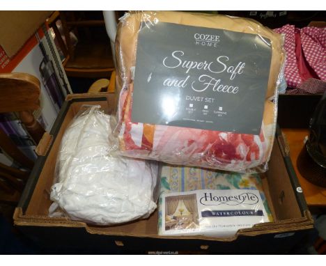 Ready made curtains 66'' wide x 72'' drop and a Super King duvet set and mattress cover.