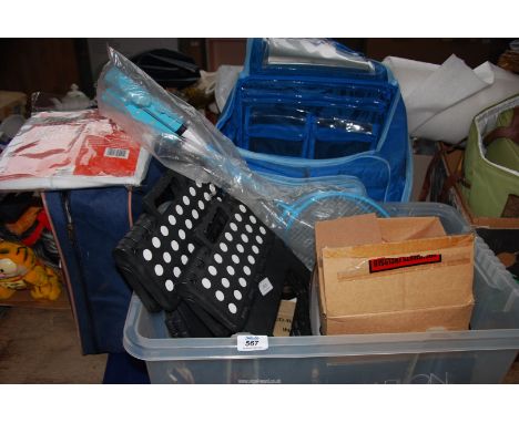 A craft bag, step stools, boiler suits, badminton racquets, etc.