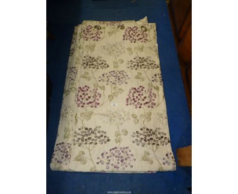 A pair of eyelet top curtains, 90'' drop x 84'' wide.