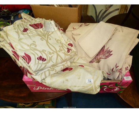 A pair of curtains and a matching door curtain.