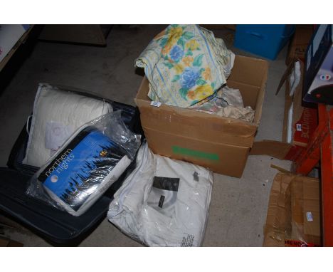 Mattress protectors, curtains and a case.