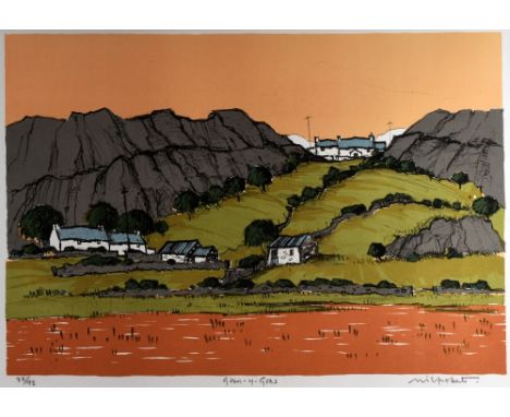 WILF ROBERTS limited edition (35/95) lithograph - Anglesey landscape, entitled 'Glan-y-Gors', signed, 42 x 59cms