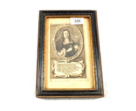 A print of a Cavalier, dated 1668, 7 1/2" x 4 1/2"