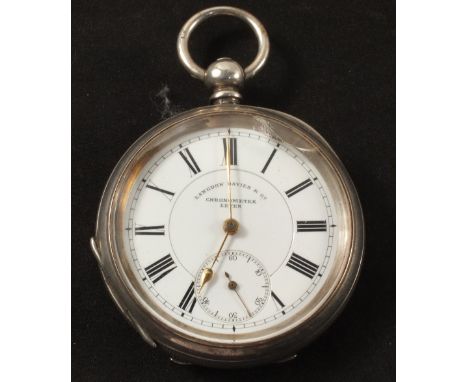 A gents Silver Langdon Davies & Co chronometer pocket watch