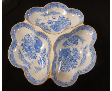 A large floral comport and a Royal Worcester Willow pattern hors d'oeuvres dish