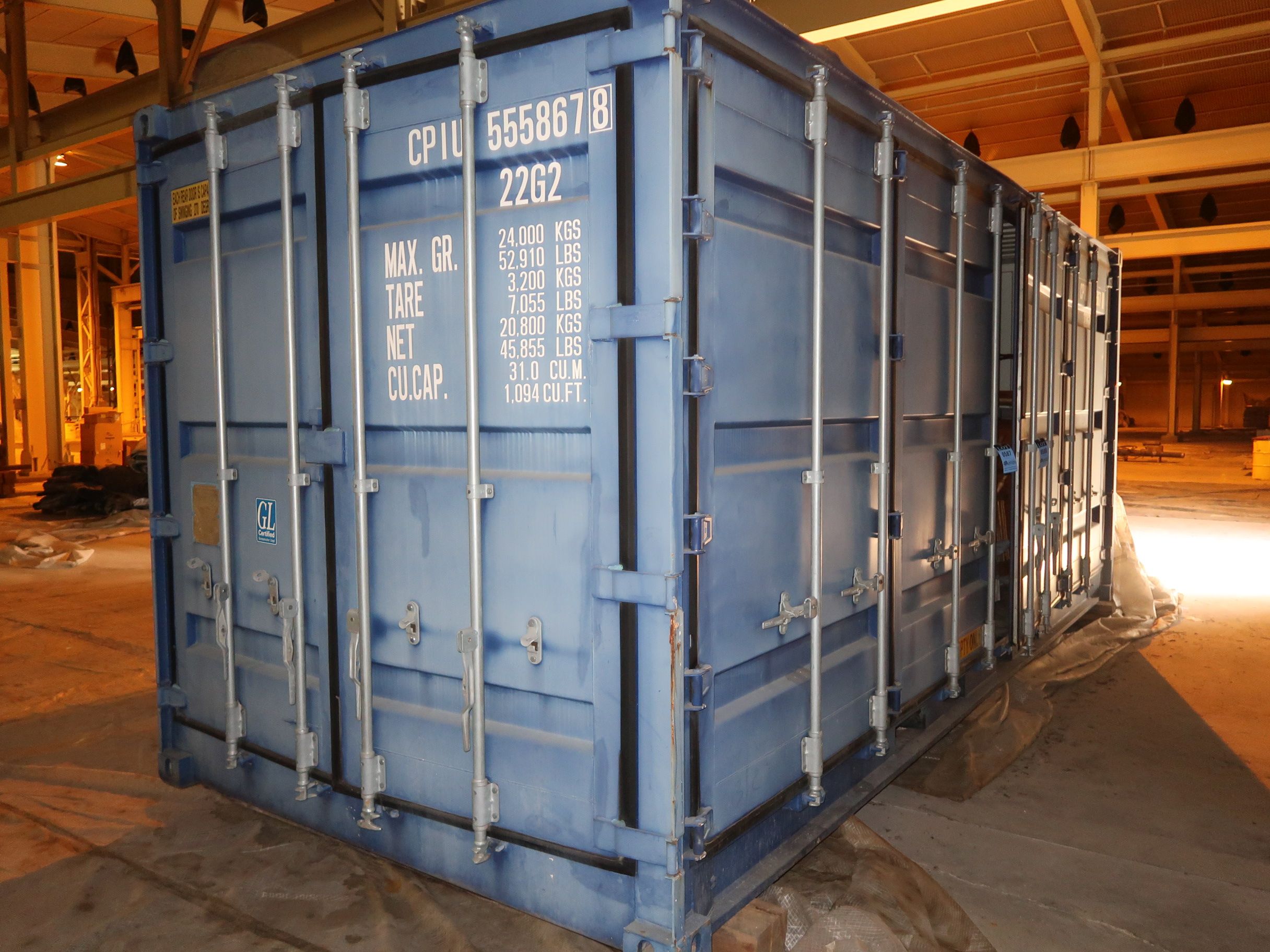 8' X 20' CONEX STORAGE CONTAINER WITH STANDARD DOOR AND SIDE DOORS