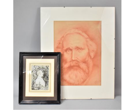 A Framed Side Portrait of Gent Signed JJJ.FT.1845 Together with a Print