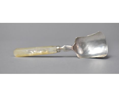 A Silver and Mother of Pearl Handled Tea Caddy Spoon by George Unite Birmingham, 1853 