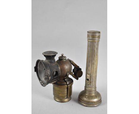 A Vintage Carbide Bicycle Lamp and a Vintage Eveready Touch 