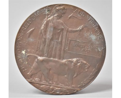 A Bronze WWI Death Plaque for Ernest James Davis 