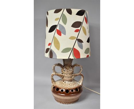 A Vintage German Ceramic Table Lamp with Shade, Overall Height 75cm 