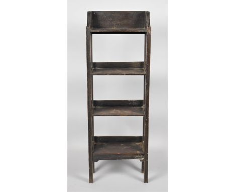 An Edwardian Four Shelf Open Bookcase with Galleried Top, 33cm Wide and 94cm High 