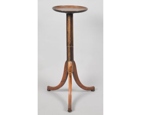 An Edwardian Dish Top Torchere Stand on Tripod Base with Turned Reeded Support, 24.5cm Diameter and 70cm high 