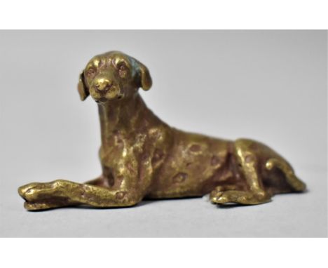 A Small Bronze Study of Reclining Hound, 7cms Long 