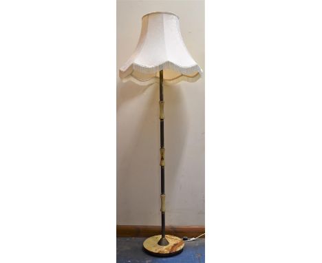 A Mid 20th Century Brass and Onyx Standard Lamp and Shade 