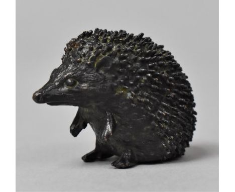 A Small Bronze Study of a Hedgehog, 3cm high