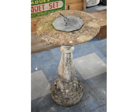 A Reconstituted Stone Garden Sundial, 67cm high 