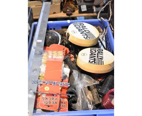 A Collection of Motoring Sundries to Include Spotlights, Carbadges, Tools etc 