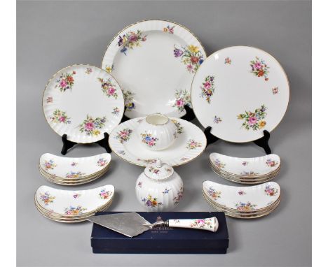 A Collection of Royal Worcester Roanoke&nbsp;Pattern China to comprise Twelve Kidney Shaped Dishes, Lidded Vase, Boxed Trowel