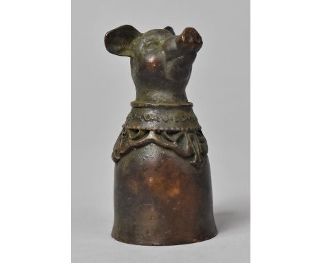 A Bronze Candle Snuff with Pig Head Finial, 6cm high 