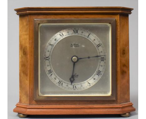 A Mid 20th Century Elliot Walnut Cased Mantle Clock, Working Order, 16cm wide and 14cm high 