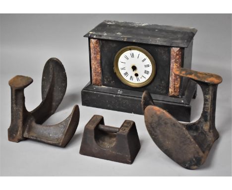 Two Shoe Lasts, Mantle Clock for Restoration and a 7lbs Weight 